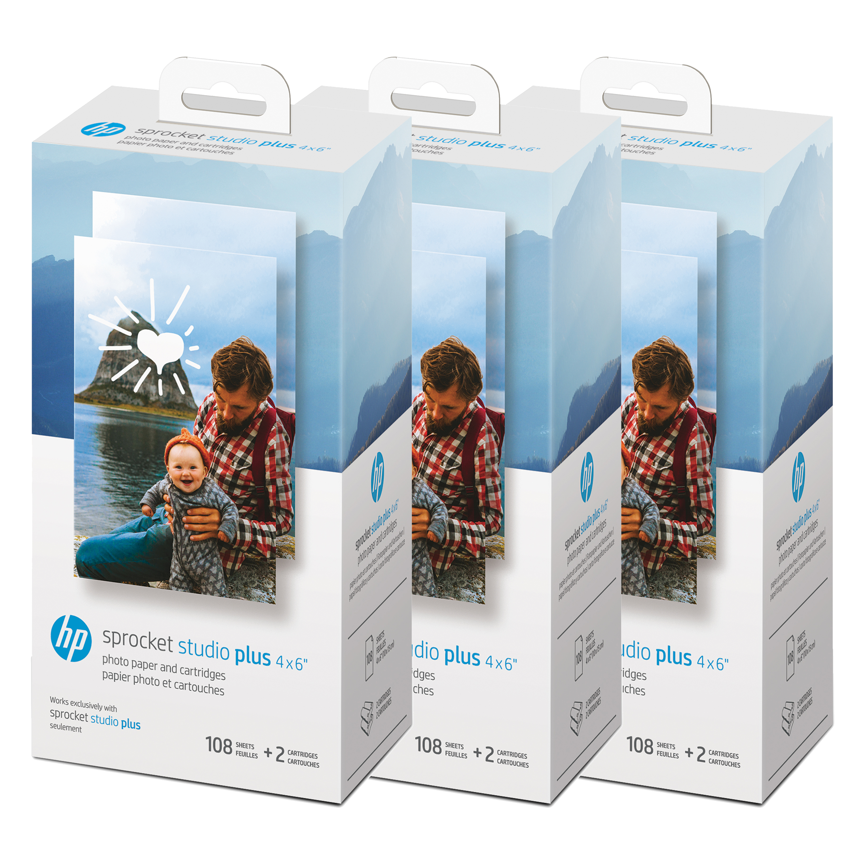 HP Sprocket Studio Plus 4 x 6” Photo Paper and Cartridges (Includes 324 Sheets and 6 Cartridges) Sprocket Printers