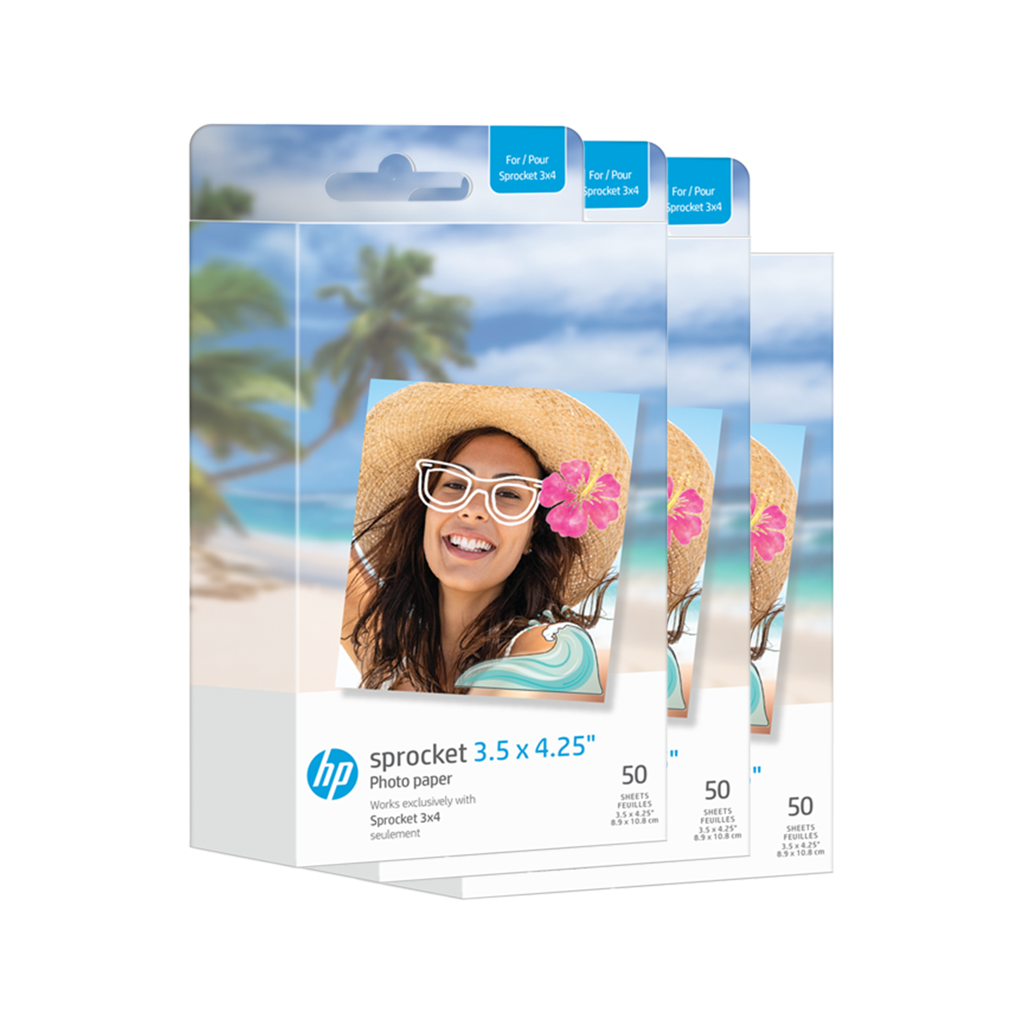 HP Sprocket 3.5 x 4.25” Zink Sticky-Backed Photo Paper (150 Pack) Compatible with HP Sprocket 3x4 Printer hpsprocket