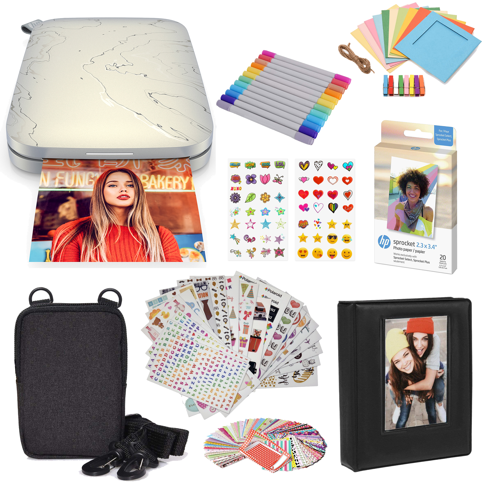 HP Sprocket Select Portable Instant Photo Printer Eclipse) Gift Bundle Sprocket Printers