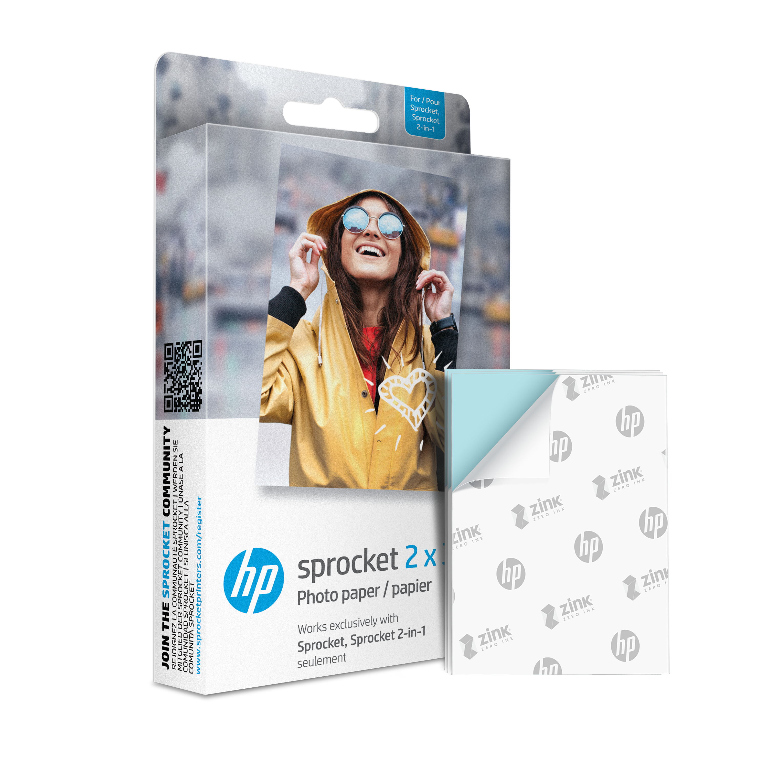 HP Sprocket 2” x 3” Premium Zink Sticky-Back Photo Paper (50 Sheets) hpsprocket